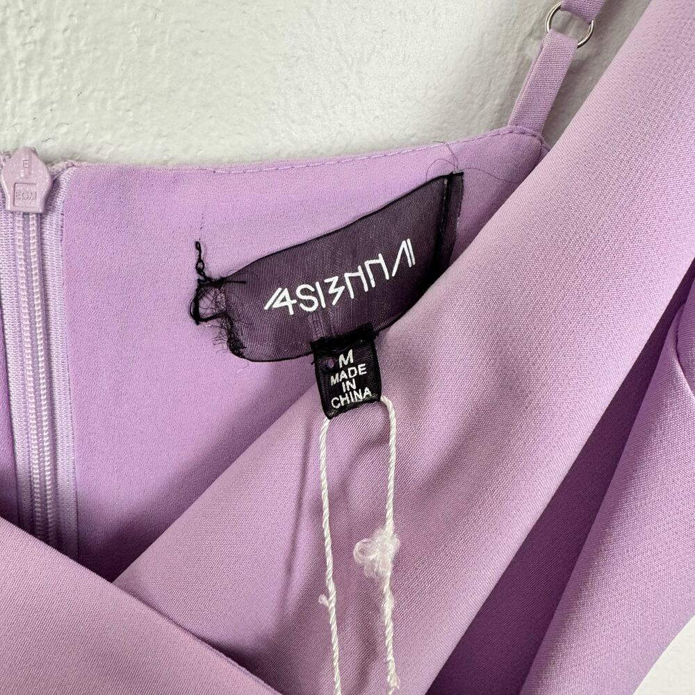 4SI3NNA | NWT Swipe Right Cassie Lilac Purple Mini Faux Wrap Dress - Picture 11 of 13
